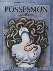 Film poster for Possession (1981), depicting a woman with serpentine hair arching backward in distress.